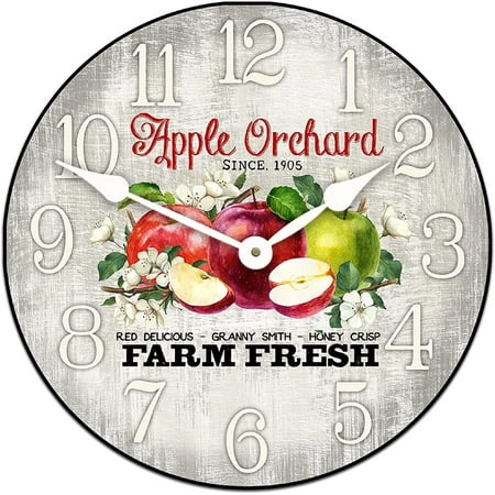 Apple Orchard Wall Clock | Ultra Quiet Quartz Mechanism | Hand Made in USA Beautiful Crisp Lasting Color | Comes in 8 Sizes