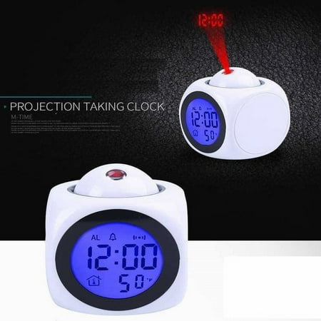 AQITTI Multifunction Voice Clock Lcd Digital Temperature Alarm Led Projection Talking Clock Home Decoration