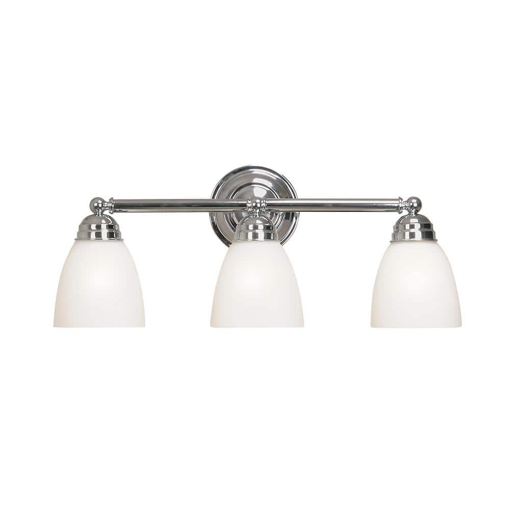 Ardmore 22.25 in. 3-Light Polished Chrome Bathroom Vanity Light Fixture with Frosted...