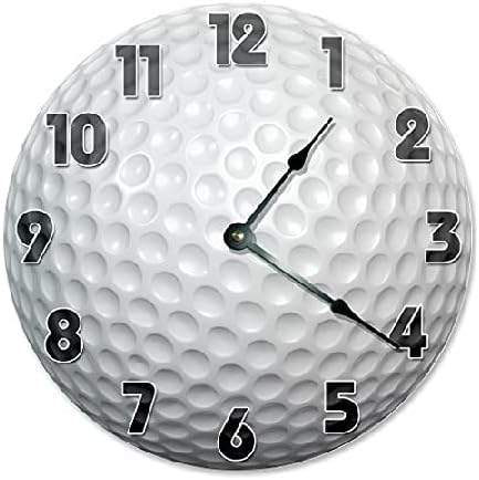 ArogGeld Golf Ball Clock Large Wall Clock Personalized Decorative Clock Silent Non Ticking Wooden Wall Clock Battery Operated Esay Read for Home Decor Kids Room Office Housewarming Gift