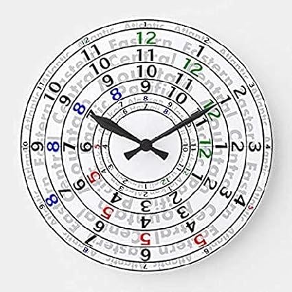 ArogGeld Time Zone Wall Clock Personalized Decorative Clock Silent Non Ticking Wooden Wall Clock Battery Operated Esay Read for Home Decor Kids Room Office Housewarming Gift