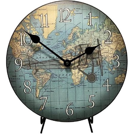 Around The World Airplane Wall Clock | Ultra Quiet Quartz Mechanism | Hand Made in USA Beautiful Crisp Lasting Color | Comes in 8 Sizes | 12-Inch