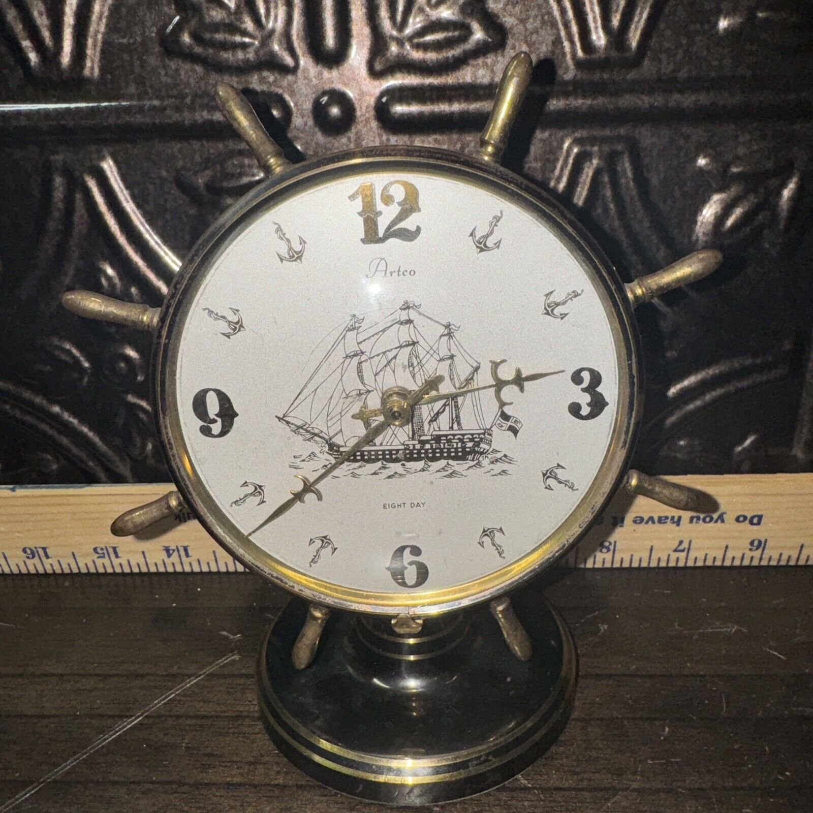 Artco Vintage Desk Clock Made in Germany Stamp