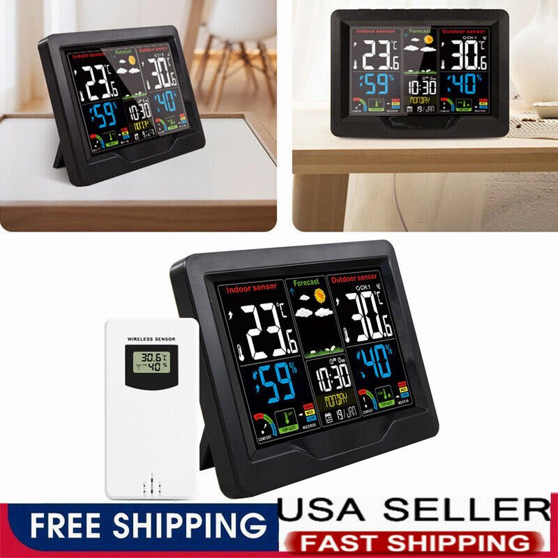 Atomic Projection Alarm Clock Projector Radio-controlled Time Snooze Weather New