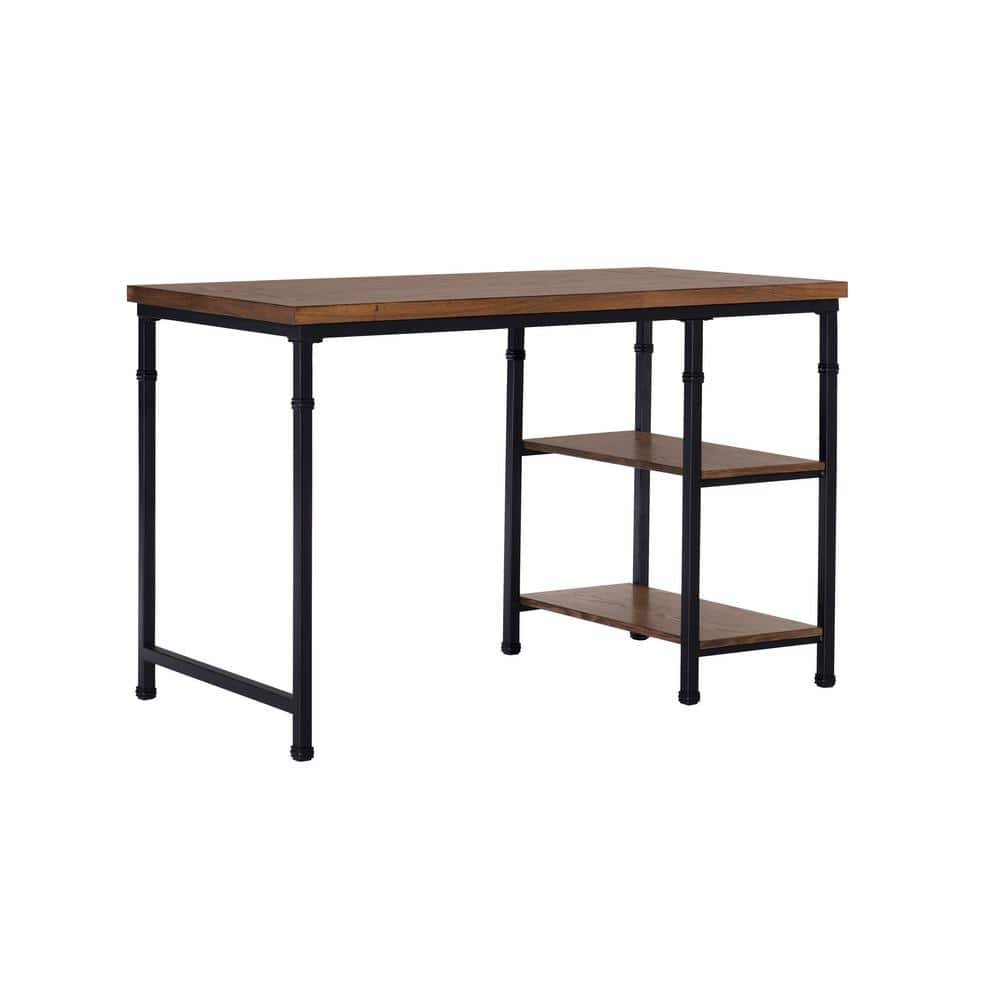 Austin 45 in. Rectangle Black/Brown Wood and Metal Office Writing Desk with...