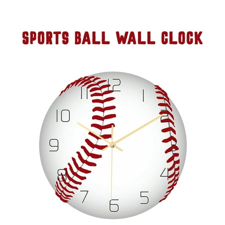 BadyminCSL Round Baseball Appearance Wall Clock Mute Home Decoration Wall Clock