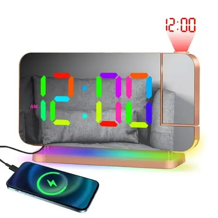 Baeitkot RGB Dazzling LED Electronic Clock, Color Changing Night Light, Light, Home Desktop Projection Alarm Clock