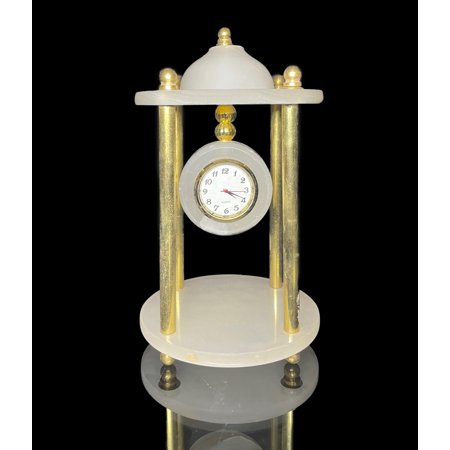 Banded White Onyx Pillar Clock