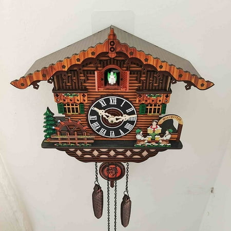 Barsme Cuckoo Clock Traditional Chalet Forest House Clock Handcrafted Wooden Wall P-Endulum Quartz Clock