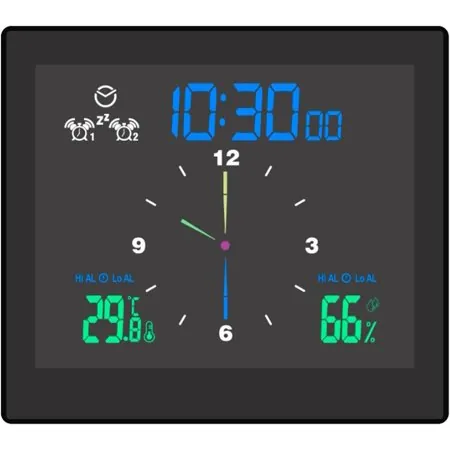 Bathroom Digital Clock Waterproof Temperature & Humidity Meter Hygrometer LCD Display Upper/Lower Limit Dual Alarms with Snooze Function Countdown Alarm Clock