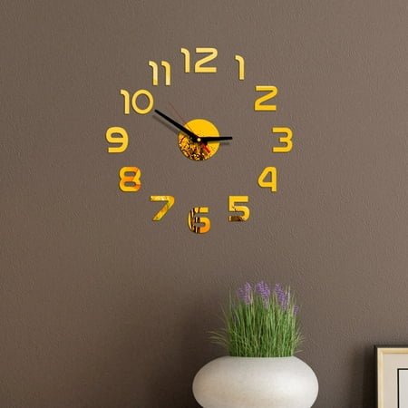 Bathroom Wall Clock Vintage Kitchen Decor Clock Radio For Bedroom Diy Wall Clock 3D Mirror Surface Sticker Home Office Decor Clock