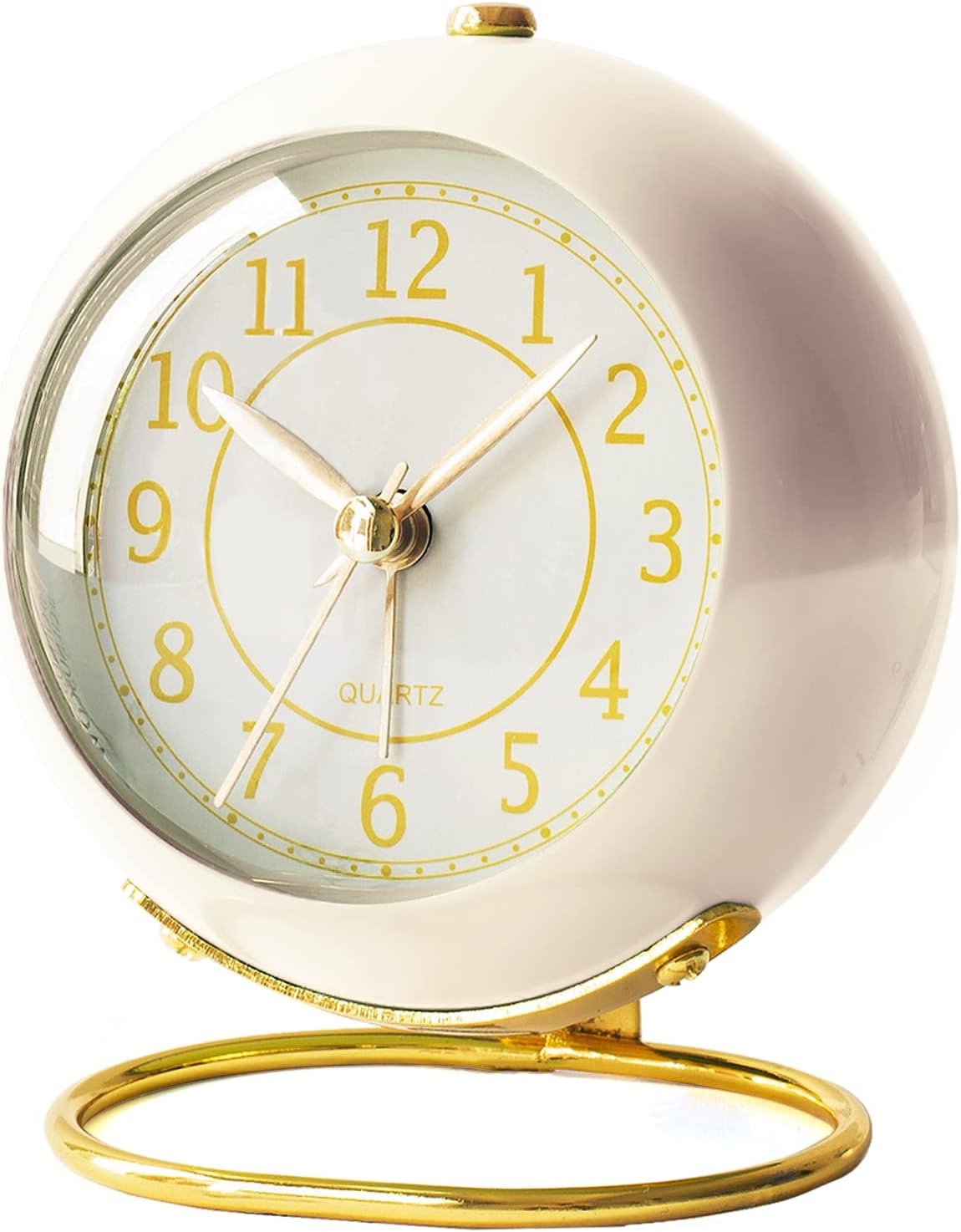 Battery Operated Desk Alarm Clock with Light, Silent No Ticking, Small Table Clo