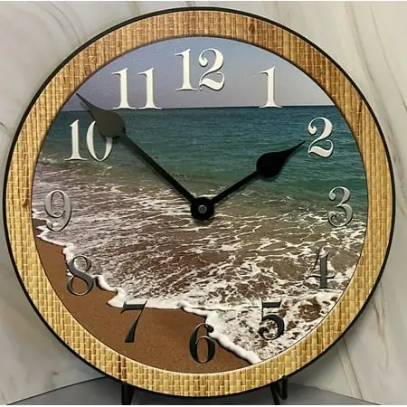 Beach Large Wall Clock | Beautiful Color, Silent Mechanism, Made in USA