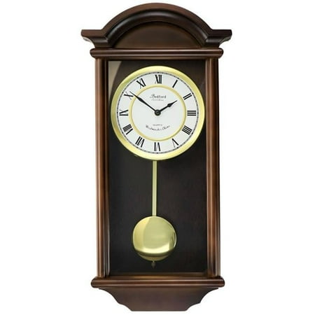 Bedford Clock Collection 22 in. George Wood Chiming Pendulum Wall Clock, Chestnut