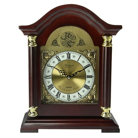 Bedford Clock Collection Redwood Mantel Clock with Chimes