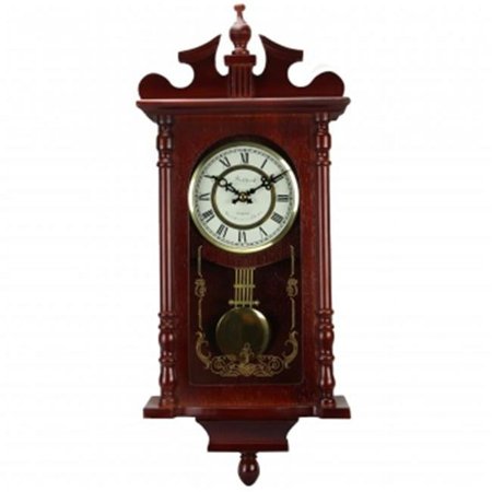 Bedford Collection Redwood 25 in. Wall Clock with Pendulum & Chime