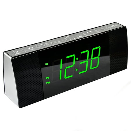 Bedside Alarm Clock Radio with Bluetooth Speaker, Dimmable Jade Green LED Display, FM Radio with Sleep Timer, Dual Alarm with ON/OFF Push-button, Snooze, 12/24H iTOMA CKS503U