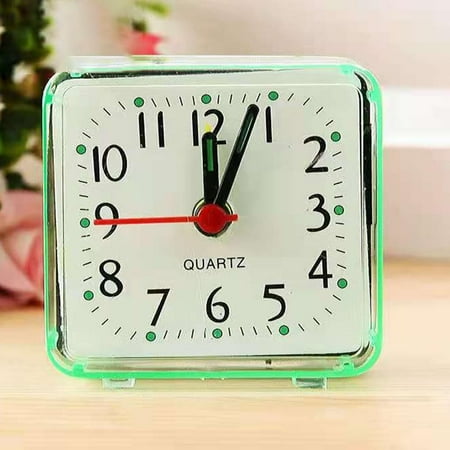 Bedside Small Silent No Tick Alarm Clock Quartz Battery Operated Wake Up Clocks,Green