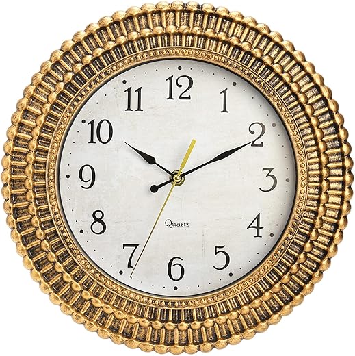 Bekith Wall Clock 12 Inch Silent Non-Ticking Retro Wall Clocks Battery Operated, Round Vintage Decorative Clock for Kitchen, Home, Office, Bedroom, Living Room, Bathroom, School