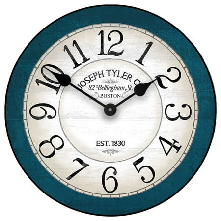 Bellingham Blue Large Modern Wall Clock Whisper Quiet Hand Made Beautiful Color