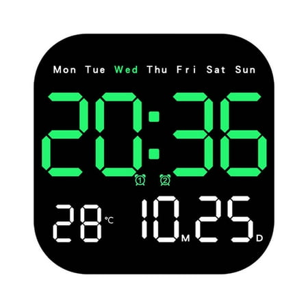 Best-Square LED Large Digital Wall Clock Remote Control Temperature Week Date C7O5