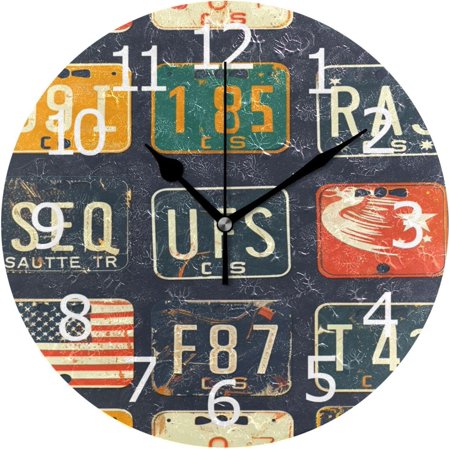 BESTKITTY Automobile Plate License Utah USA Or Indiana Different State Car Registration Clock Acrylic Painted Silent Non-Ticking Round Wall Clock Home Art Bedroom Living Dorm Room Decor