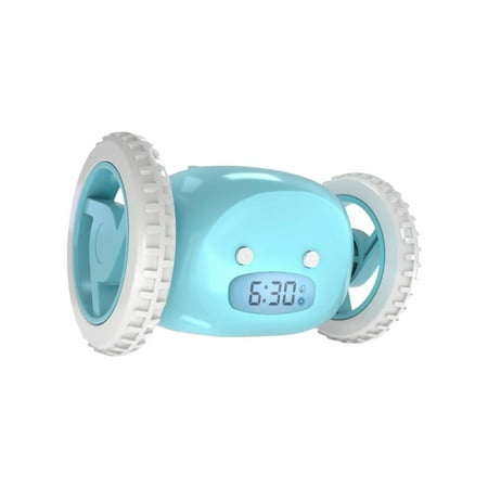 Bgageg Alarm Clock On Wheels Extra Loud For Heavy Sleeper Adult Or Kid Bed Room Funny Rolling Run Moving Jumping, Blue