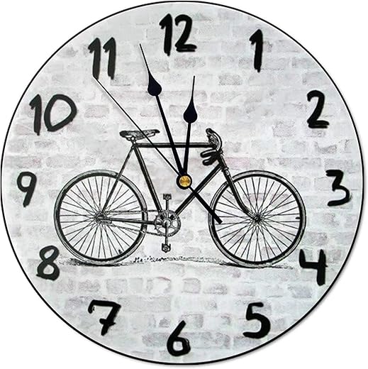 Bicycle Wall Clock Rustic Urban Decor Wall Clock 10 Inch Silent Non-Ticking Wooden Wall Clocks Battery Operated Farmhouse Wall Decor Home Decor Bike Gifts for Men