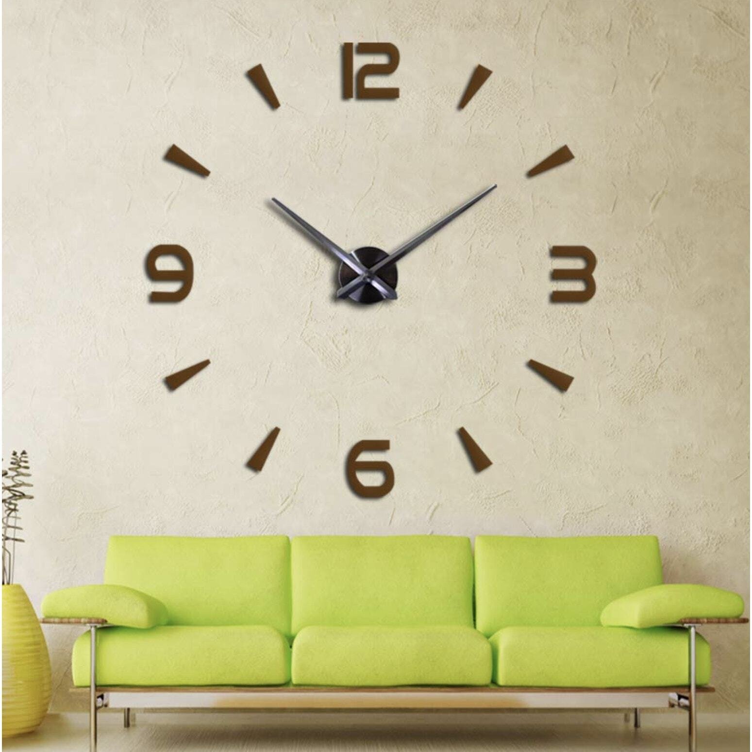 Big DIY Cutout Numbers Coffee Color Wall Clock 3D