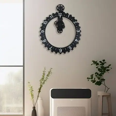 Black Mechanical Gear clock Modern Wall Clock Home Art Decoration Rotary Wheel