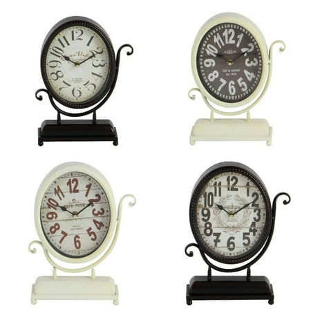 Black Metal Scroll Analog Clock (Set of 4)