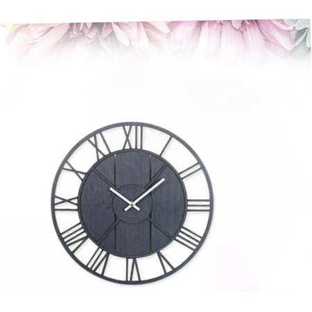 Black Trim European Hollowed-Out Clock Roman Numeral Clock Retro Wall Clock