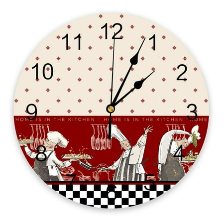 Black White Chefs Kitchen Food Retro Wall Clock Modern Design Living Room Decoration Kitchen Silent Clock Home Decor