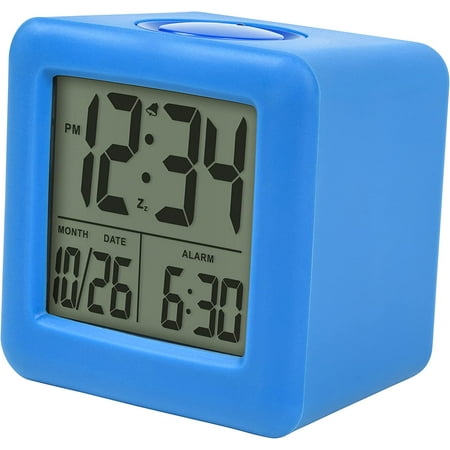 Blue Soft Cube Lcd Alarm Clock With Smart Light[375]