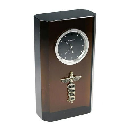 Bluestone Designs Caduceous Crystal Clock - black - 5.25in. H x 1.75in. D x 3in. L