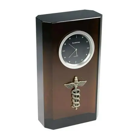 Bluestone Designs Caduceous Crystal Clock - black - 5.25in. H x 1.75in. D x 3in. L