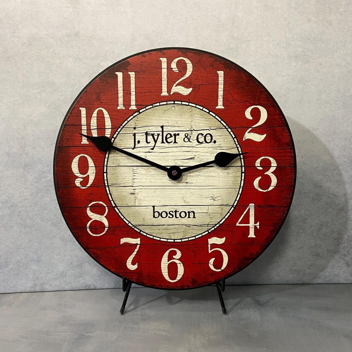 Boston Red Vintage Wall Clock | Ultra Quiet Quartz Mechanism | Hand Made in USA Beautiful Crisp Lasting Color | Comes in 8 Sizes | 10 Inch