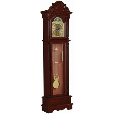 Bowery Hill Grandfather Clock with Adjustable Volume Digital Chime in Brown Red