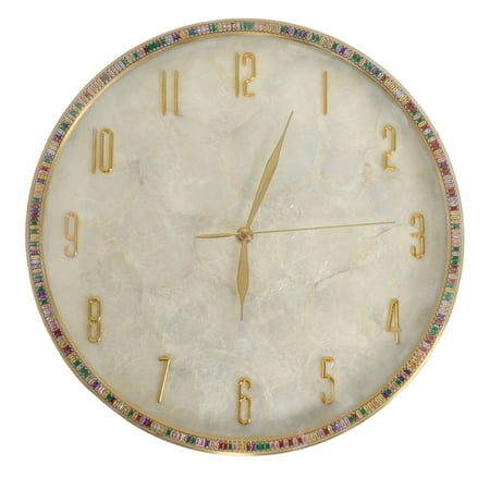 Brass Wall Clocks Silent Non Ticking Wall Quartz Clock Battery Operated Decorative Round Wall Clock for Home Livingroom Diameter 35cm / 13.8in