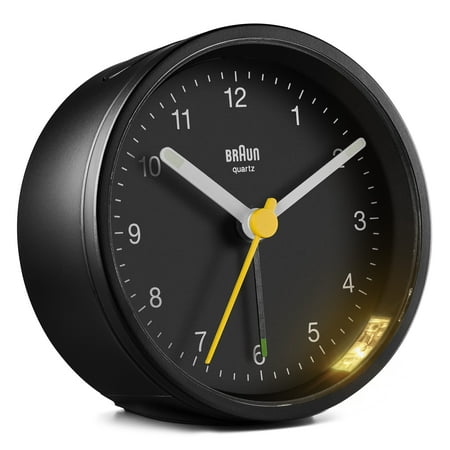 Braun BC12B: Timeless Black Analogue Alarm Clock with Snooze, Light, and Quiet Quartz Movement