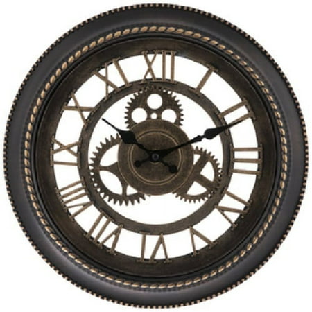 Bronze Gear Wall Clock Industrial Steampunk Theme Decoration 12.125 Inch