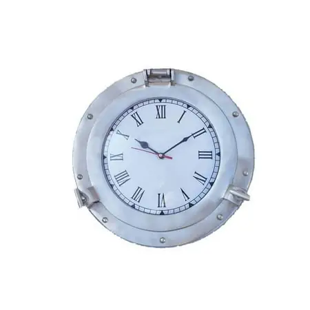 Brushed Nickel Deluxe Class Porthole Clock 12