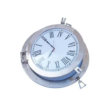 Brushed Nickel Deluxe Class Porthole Clock 24