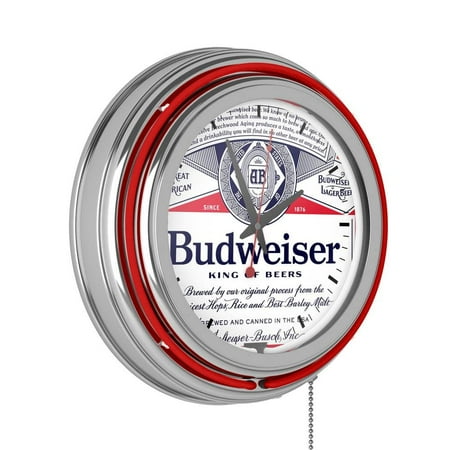 Budweiser Red Label Design Lighted Analog Neon Clock