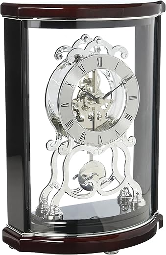 Bulova B2025 Wentworth Mantel Clock, Black & Mahogany