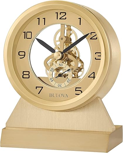 Bulova Golden Eye Tabletop Clock, Brass