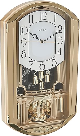 Bulova Golden Music Strike & Chime Wall Clock, Gold