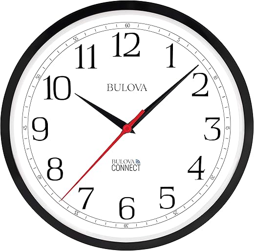 Bulova Precision Connect Wall Clock C5000, 12.5, Black and White