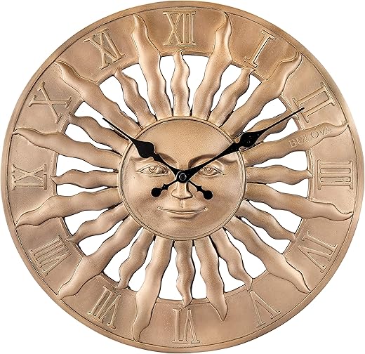 Bulova Sunrise Indoor/Outdoor Wall Clock, 14.3, Golden Bronze