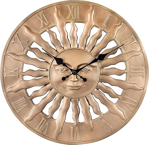 Bulova Sunrise Indoor/Outdoor Wall Clock, 14.3, Golden Bronze